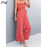 Street ladies jumpsuits Holiday overalls 2022 spring and summer sexy tube tops lace-up printed jumpsuit women