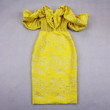 Party Dress 2022 New Women's Yellow Bodycon Dress Elegant Sexy Midi Evening Club Dress High Quality Summer