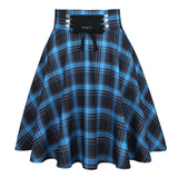 Harajuku Blue Plaid Printed Mini Skirt Women High Waist A Line Gothic Emo Alt Grunge Pleated Skirts 2022 Saias
