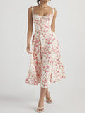 Floral Print Slim Fit Button Front Midi
