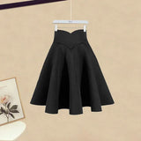 Winter Two Piece Sets Womens Outfit For Women Off The Shoulder Bow Diamond Knitted Sweater And Pleated Skirts Sets 4XL