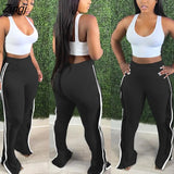 Striped Ruffle Casual Bodycon Sweat Pants Womens Joggers Elastic High Waist Trousers Women Pants Female Summer Ladies