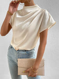 2025 New Small High-Necked Bat Short-Sleeved Chiffon