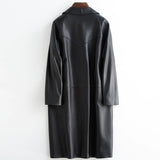 Spring Autumn Black Oversized Leather Trench Coat for Women Raglan Sleeve Lapel Loose Casual Stylish Korean Fashion