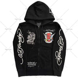 Popular Hip Hop Zipper Hoodies Men Y2K New Harajuku Vintage Sweatshirts Punk Rock Plus Size Loose Anime Hoodie