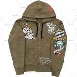 Popular Hip Hop Zipper Hoodies Men Y2K New Harajuku Vintage Sweatshirts Punk Rock Plus Size Loose Anime Hoodie