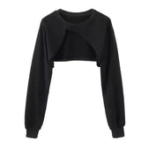 Sexy T Shirt Women Front Big Hollow Long Sleeve Tee Cloak Pullover T-shirt And Matching Set Slim Crop Tops
