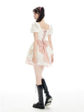 Sweet Dress Women France Vintage Elegant Party Mini Dresses Female Print Casual Fairy Dress