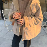 Women Winter Thicker Soft Kawaii Fashion Ulzzang Ins Girls Outwear Double-side Popular Female Clothing Long Sleeve
