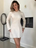 Women's Autumn New Temperament Light-Cooked Round-Neck Knitted Long Sleeves Mini