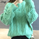 Women Popular Thick Solid 2020 New Fashion Fall Warm Loose Lady Clothes Kawaii Female Aesthetic Blue Casual