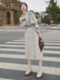 Colors Long Trench Coat Women Spring Autumn New Long sleeve Double breasted Sashes Windbreaker Overcoat Women