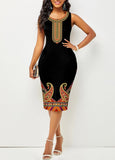 Fashion Vintage Polka Dot Plaid Print Splicing Bodycon Dress Sleeveless Office Elegant Sheath Evening Party Dresses