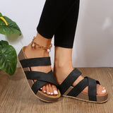 Casual Cool Drag Woman 2025 New Flat Bottom Thick Bottom Cross-Woven Solid Color Cold
