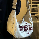 Embroidered Large Canvas Crossbody BagOutfit