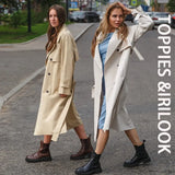 Long Trench Coat 100% cotton Loose Oversized Women's Trench Coat Double-Breasted Belted Lady Cloak Windbreaker