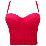 Solid mesh corset crop top women summer halter y2k top Party bustier tank top Push Up bra clubwear Cropped tube womens