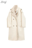 Coat Turn-Down Collar Women's Jacket 2023 New Winter Fashion Long Coats Warm Wool Coat Beige Overcoat Female