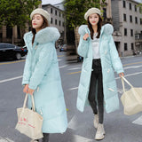 Winter Long Parkas Women Fashion Thick Fur Hooded Coats Women Elegant Collected Cotton Padded Winter Jacket