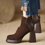 Autumn And Winter New Thick And Boots Waterproof Table Round Head High And Short Boots Coffee Color Martin Boots