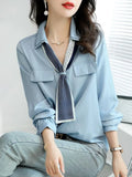 Elegant Fashion Lace Up Women Shirt Korean V Neck Long Sleeve Sweet Pullovers Casual Loose Female Tops Spring Chic