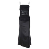 Zingj New Light Ripe Wind Mesh Perspective High Waist Slit Slim Strapless Condole Dress