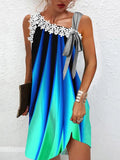 New Women Commute Pullover Dresses 2022 Summer V Neck Patchwork Sleeveless Dress Female Sexy Back Cardigan Dresses