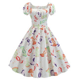 Summer Casual Dress Vintage Rockabilly 50's Women Jurken Party Swing Vestidos Black Red Pinup Short Audrey Hepburn