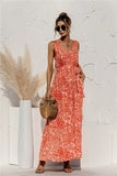 Queens Women Leopard Print Sleeveless Beach Bohemian Maxi Dress Ladies V-neck Belt Boho Sundress