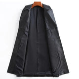 Spring Autumn Black Oversized Leather Trench Coat for Women Raglan Sleeve Lapel Loose Casual Stylish Korean Fashion