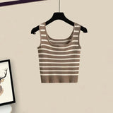 Women Pants Sets Summer Casual Striped Knitted Vest+long Sleeve Sunscreen+wide Leg Long Pant 3 Pieces Set Women Outfits