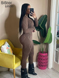 Fashion Hollow Tracksuit Two Piece Set Women Long Sleeve O-Neck Elastic Tops+Leggings Female Sporty Matching