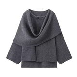 And Winter New Women's Loose Casual Cape Shawl Knit Sweater