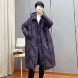 Winter Women 90% White Duck Down Long Jacket Hooded Casual Loose Warm Outwear Female Thick OverSize Puffer