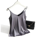 Strap Top Women Halter V Neck Basic White Cami Sleeveless Satin Silk Tank Tops Women'S Summer 2021 Camisole Plus
