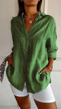 New Single-Dran Buckle Folding Collar Shirt Burst Lady Solid Color Can Sleeve