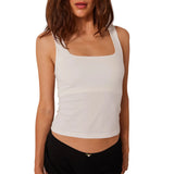 New Women's Sleeveless Sling Vest Square Neck Casual Basic Umbilically Umbilized Top Women's