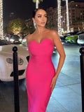 Women Strapless Bodycon Bandage Dress 2022 New Summer Sexy Sleeveless Backless Celebrity Evening Club Party Midi Dress