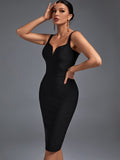 Bandage Dress 2022 Women Midi Bandage Dress Bodycon Elegant Sexy v Shaped Evening Party Dress Summer Birthday Club