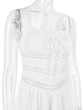 White Lace Patchwork Mini Dress-Outfit