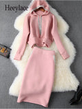 Winter Two Pieces Sets Womens Outfit Korean Casual Hooded Sweatshirts Tops And Skirts Sets Women Pink Tracksuits