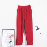 Pants Warm Trousers Women Corduroy Autumn Winter 2023 Thick Pants Casual Solid Fleece Inside Elastic Waist