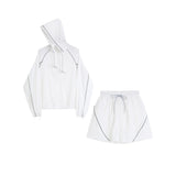Two Piece Set Women Summer Zip Up Drawstring Hoodie Loose Shorts Pants Simple Casual Sporty Tracksuit Sunscreen