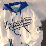new American retro letter embroidery jackets coats women's street casual trend hooded baseball uniform couple loose