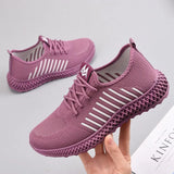 Women Shoes Fashion Mesh Breathable Socks Shoes Female Lace Up Flat Casual Sneakers Comfortable Light Ladies Tennis