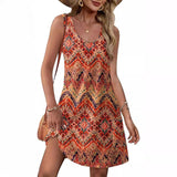 Summer Beach Loose V-Neck Sleeveless Pocket Dress