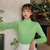 Harajuku Half High Collar Y2k Knitted Sweaters Women Autumn Winter Solid Colors Slim Pullovers Female Casual Korean