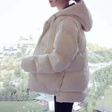 Women Harajuku Y2k Down Cotton Jacket Fashion Solid Winter Coat Warm Thick Parkas Korean Preppy Style Female Loose
