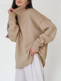 Color High Collar Sweater New Comfortable Loose Temperament Pullover In Autumn Winter 2022 Oversized Sweater Women