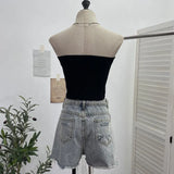 Girl Cross Letter Print Chest Vest Short-Term Umbilical Repair Body Elastic Sleeveless Top